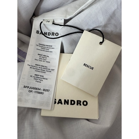 Sandro Midi Skirt Womens Size‎ 34 Linen Blend Ruffle Cóctel Designer Lined New - Picture 6 of 16